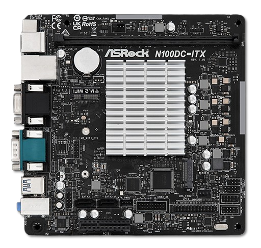 An image of the ASRock N100DC-ITX board