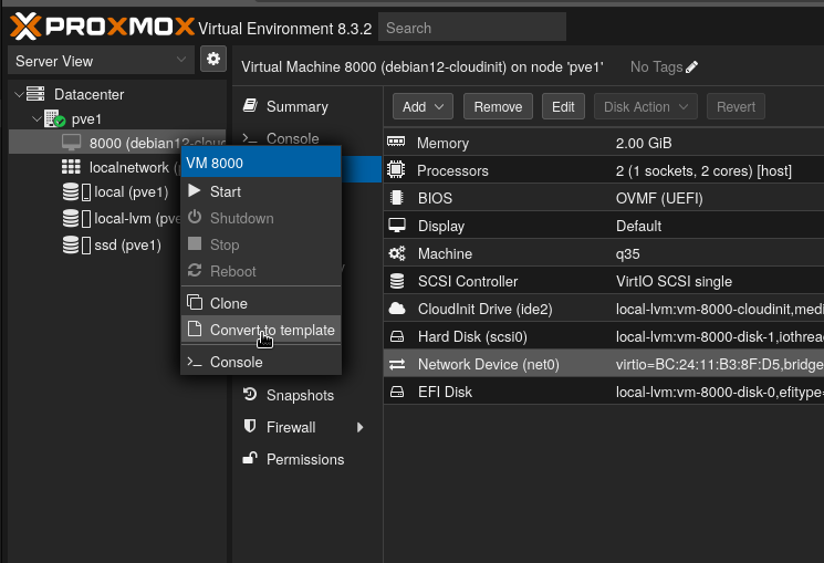 Proxmox Template finalization step 5