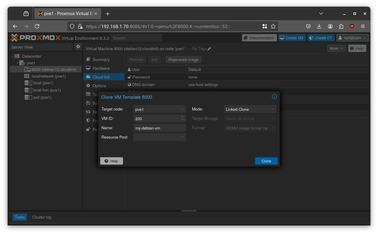 Proxmox Template finalization step 7
