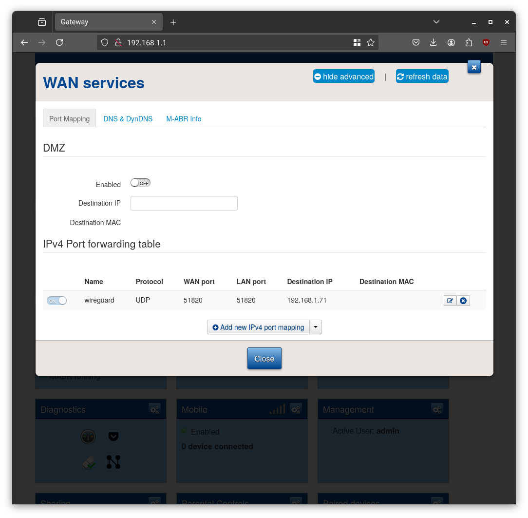 ISP Router Port Forwarding Rule Set
