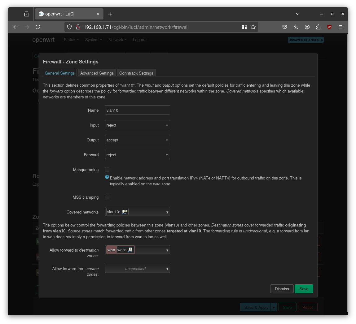 Openwrt VLAN 10 Firewall Example