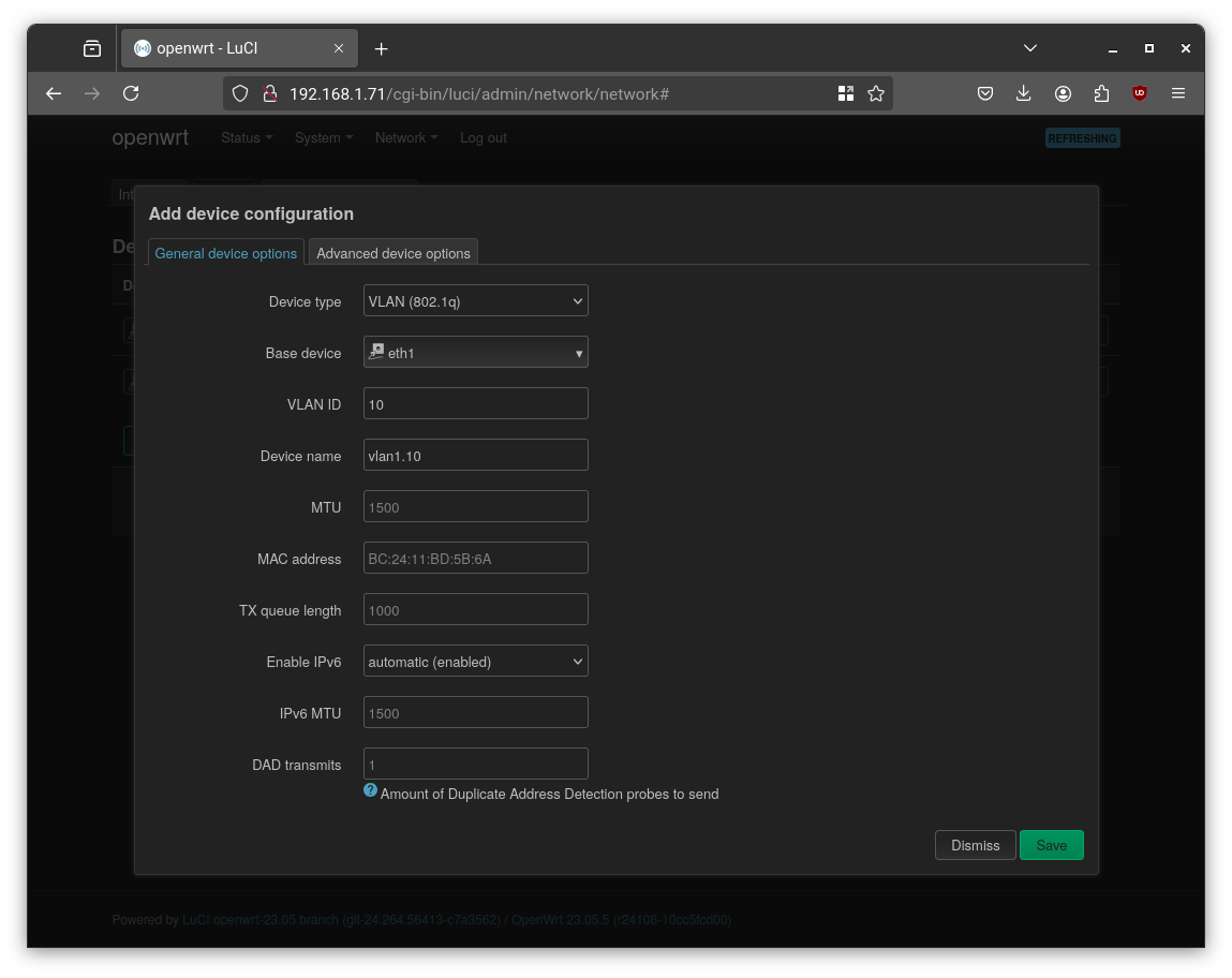 Openwrt Configuration VLAN10