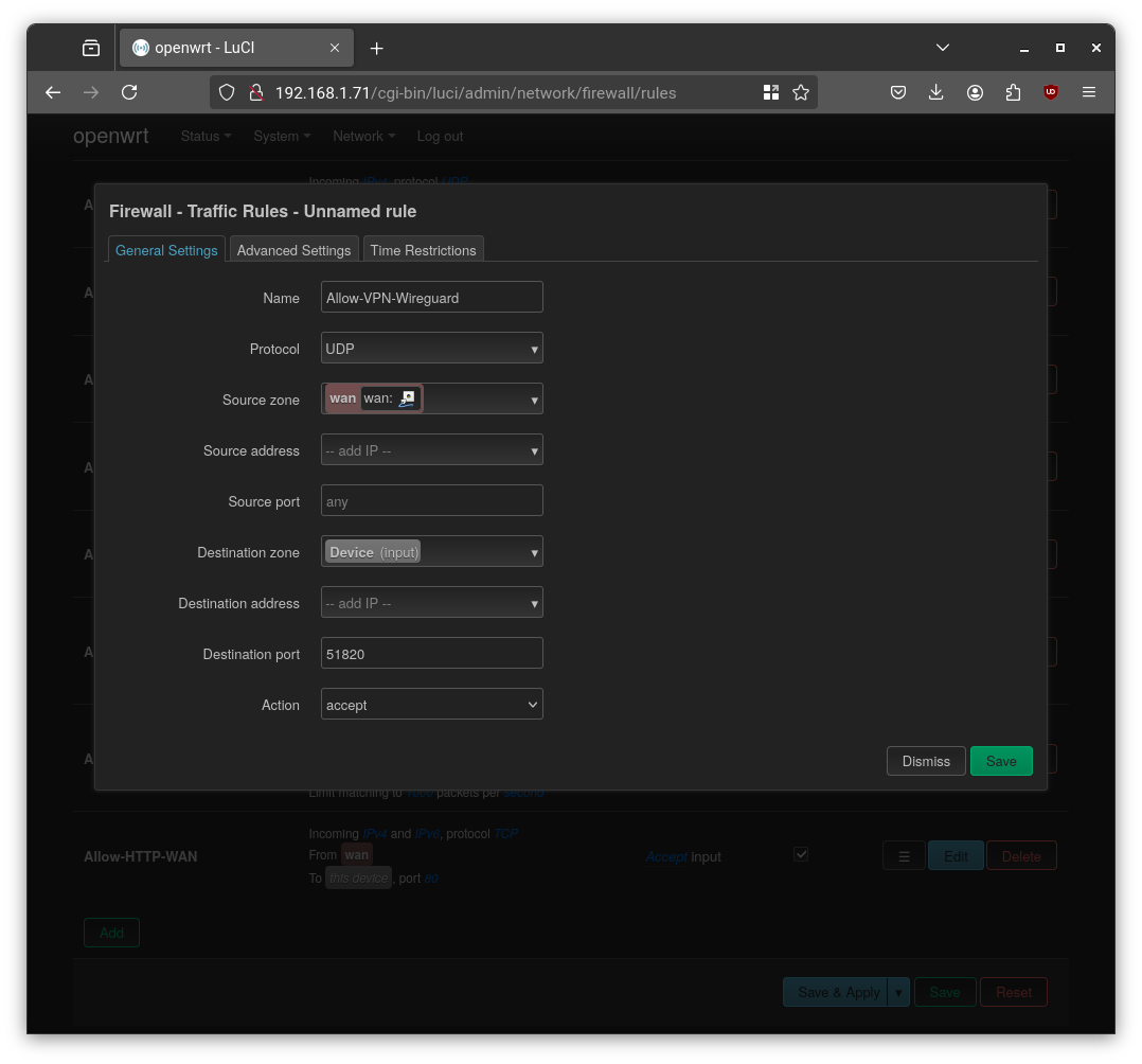 Openwrt Wireguard Firewall Rule