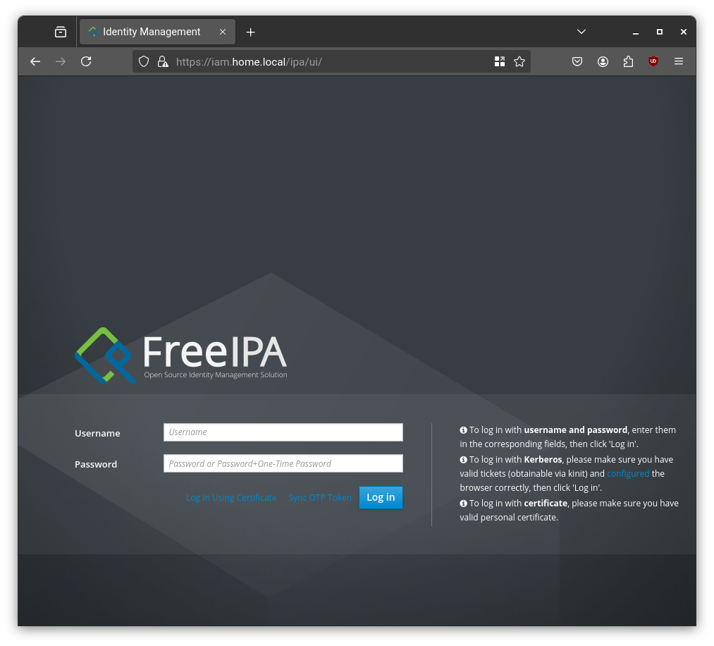 freeIPA web interface