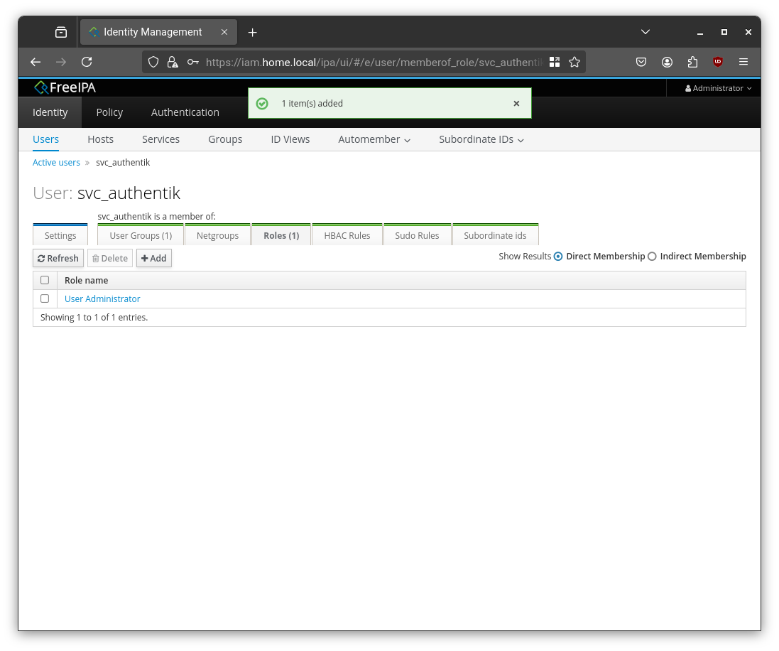 Assigning the User Administrators role